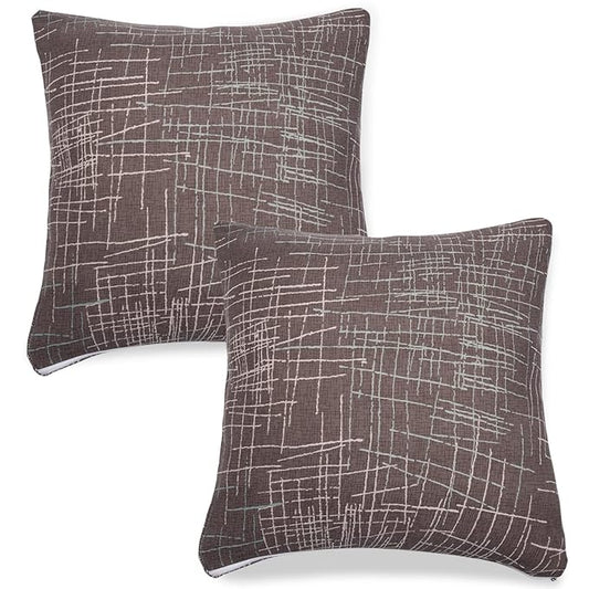 Cute Abstract Lines Brown Printed square pillow covers online