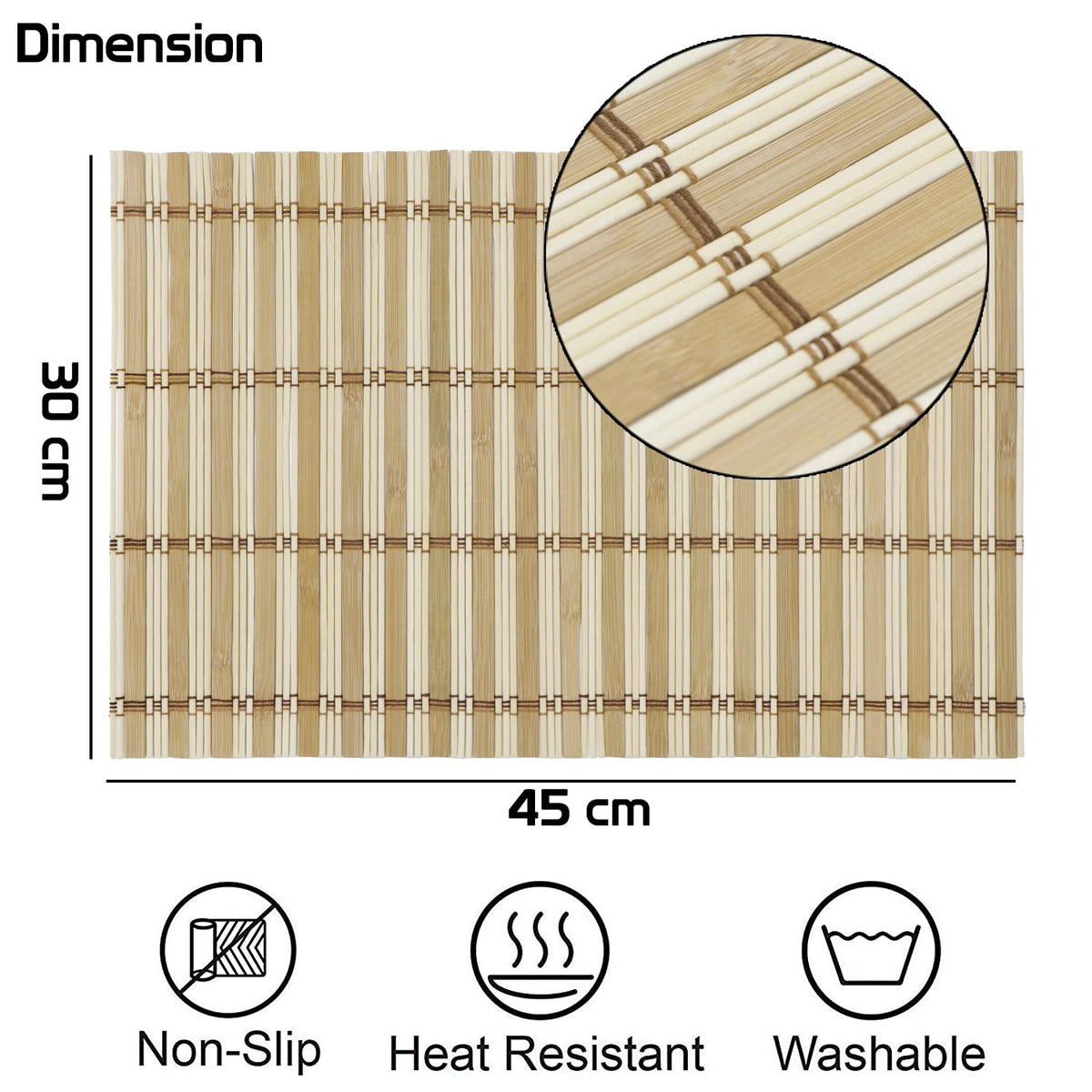 Buy Beige Stripes Colour bamboo 45x30 cm placemat | Hokipo