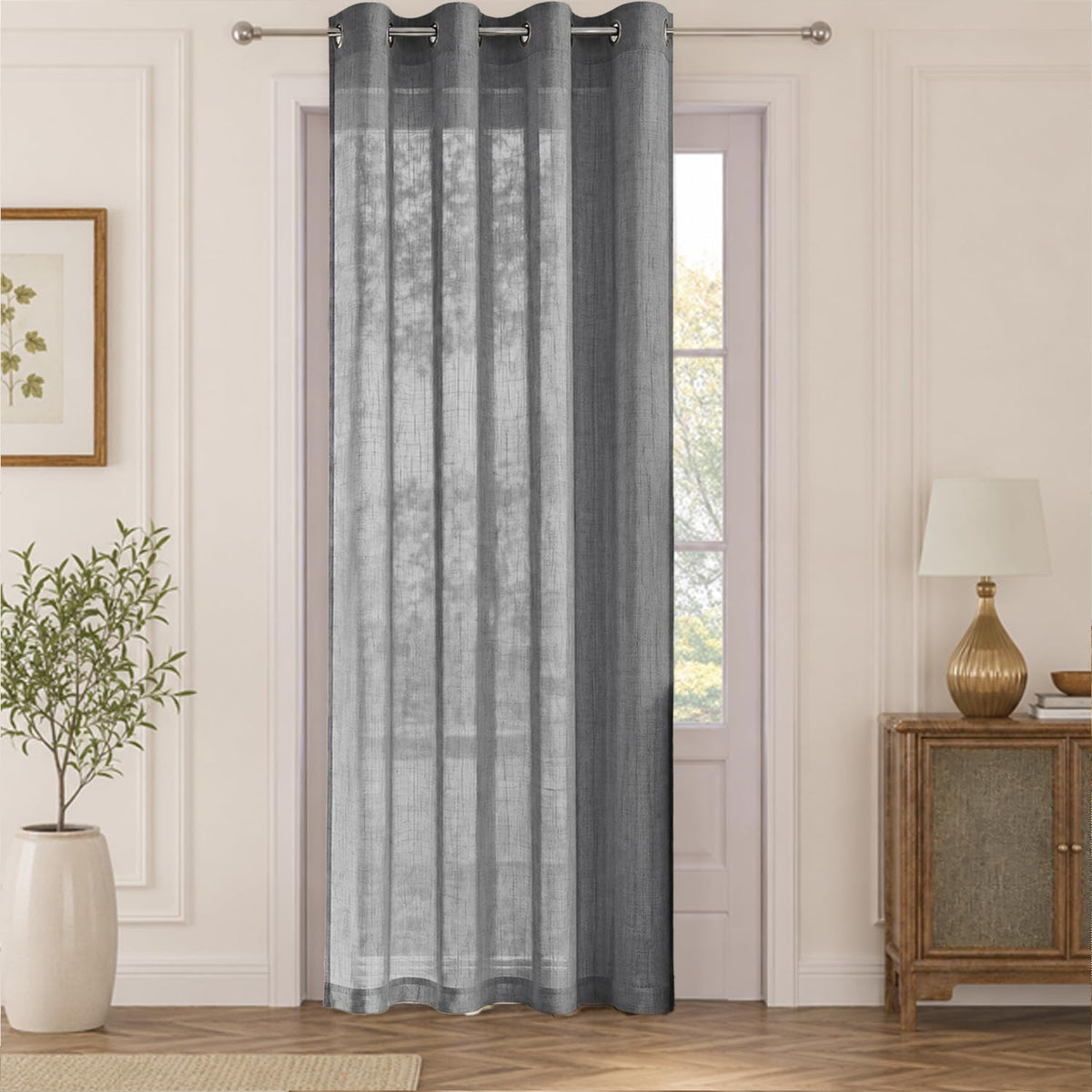 HOKIPO Breeze Sheer Curtains, 7 Feet Long - Charcoal - image 4