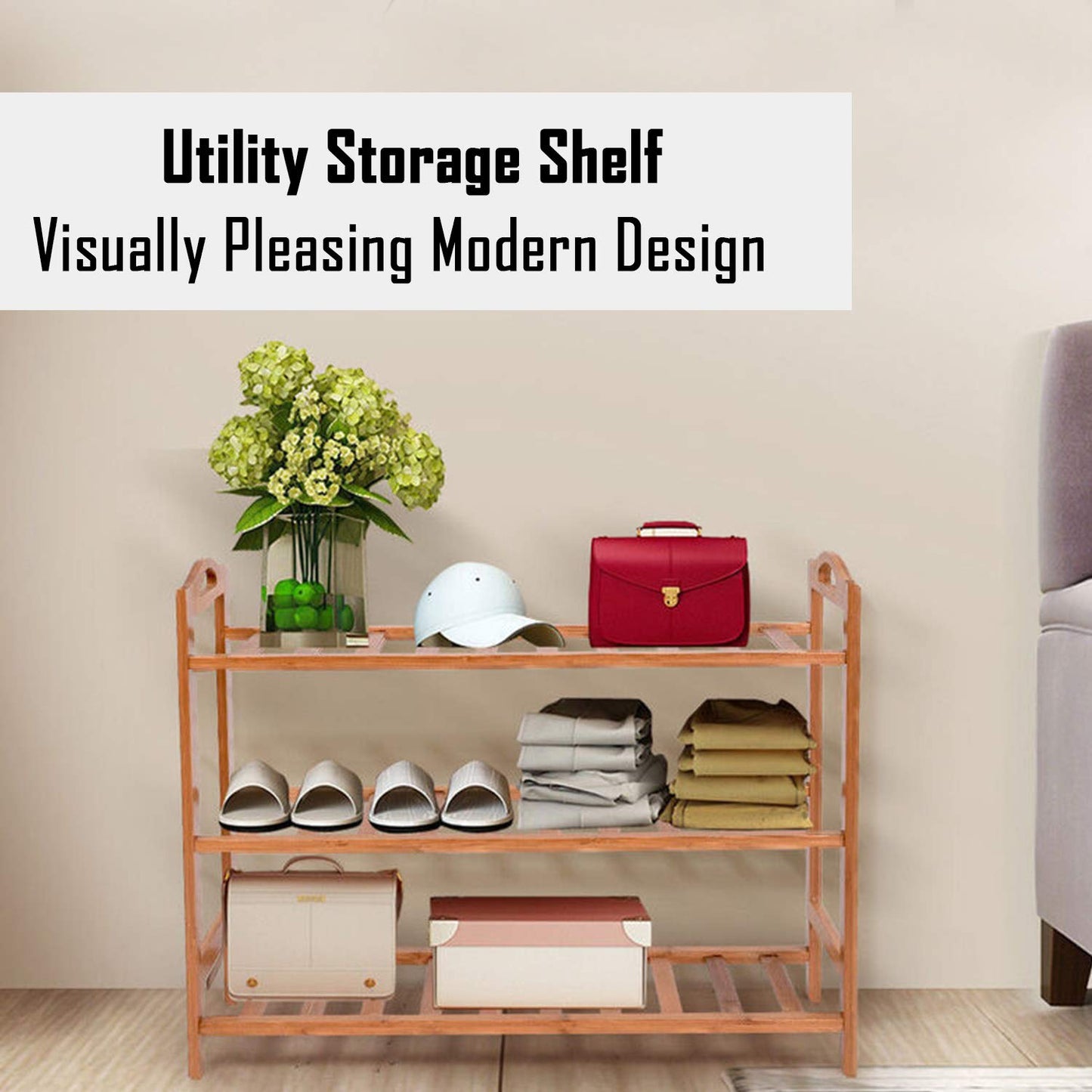 Bamboo 3/4/5 Tier Shoe Racks Slipper Stand Chappal Storage Organizer Utility Racks