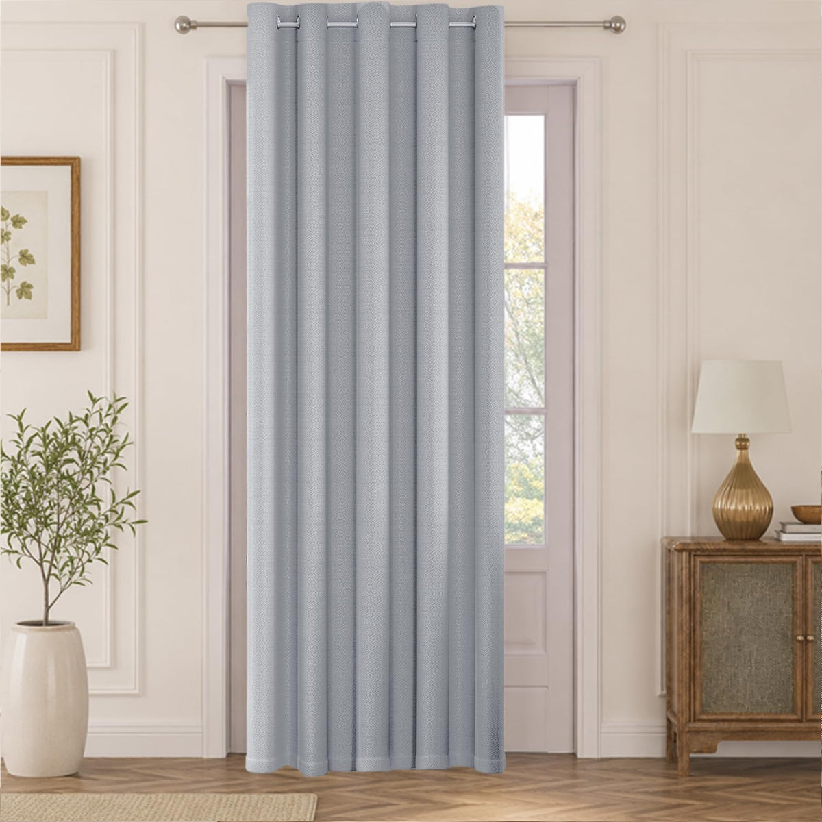 HOKIPO Horizon Dimout Eyelet Curtains, 7 Feet Long - Mist Grey - image 2