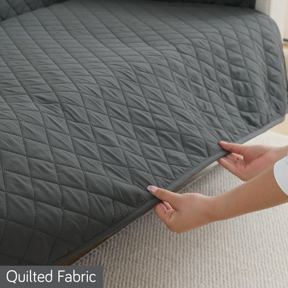 HOKIPO Waterproof Quilted Quick Dry L Shape Sofa Seat Cover Mat, Dark Grey