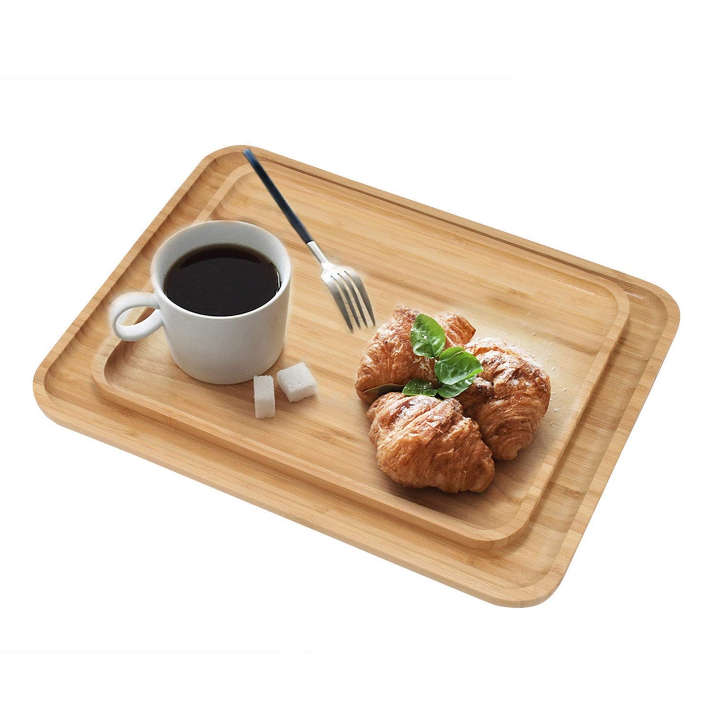 Wooden Bamboo Serving Tray Set of 2