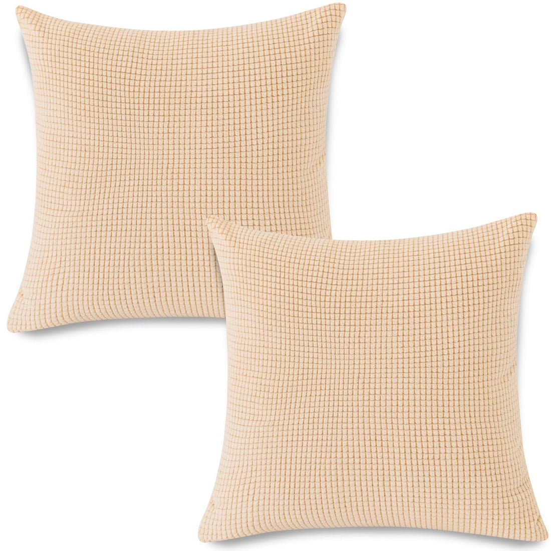Premium Beige Colour Grid Texture Jacquard Cushion Cover | 18x18 Inch Size