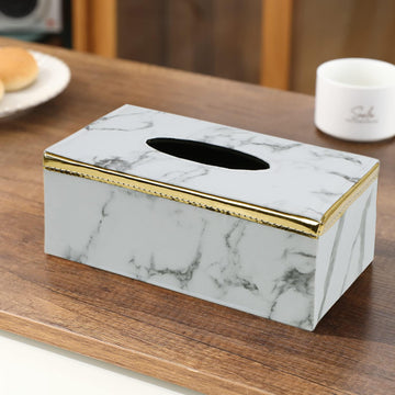 Buy Premium White Leatherite Tissue Paper Holder | HOKIPO