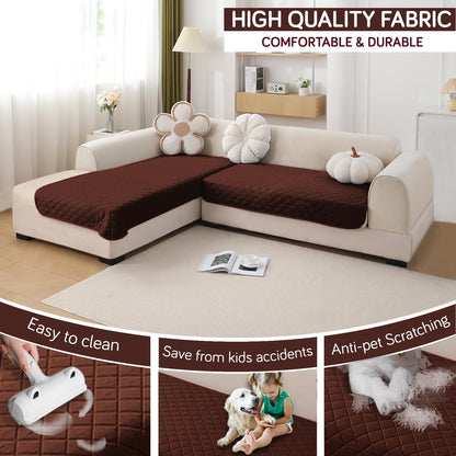 HOKIPO Waterproof Quilted Quick Dry L Shape Sofa Seat Cover Mat, Brown