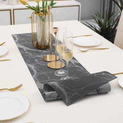 PVC Table Runner, Abstract Black