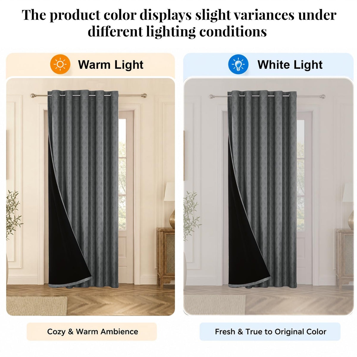 HOKIPO Palmea True Blackout Curtains, 7 Feet Long - Grey - image 6