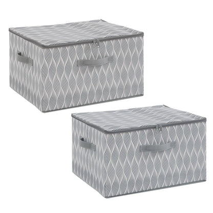 Foldable Clothes Organizer Box | Durable Non-Woven Storage with Zipper & Handle