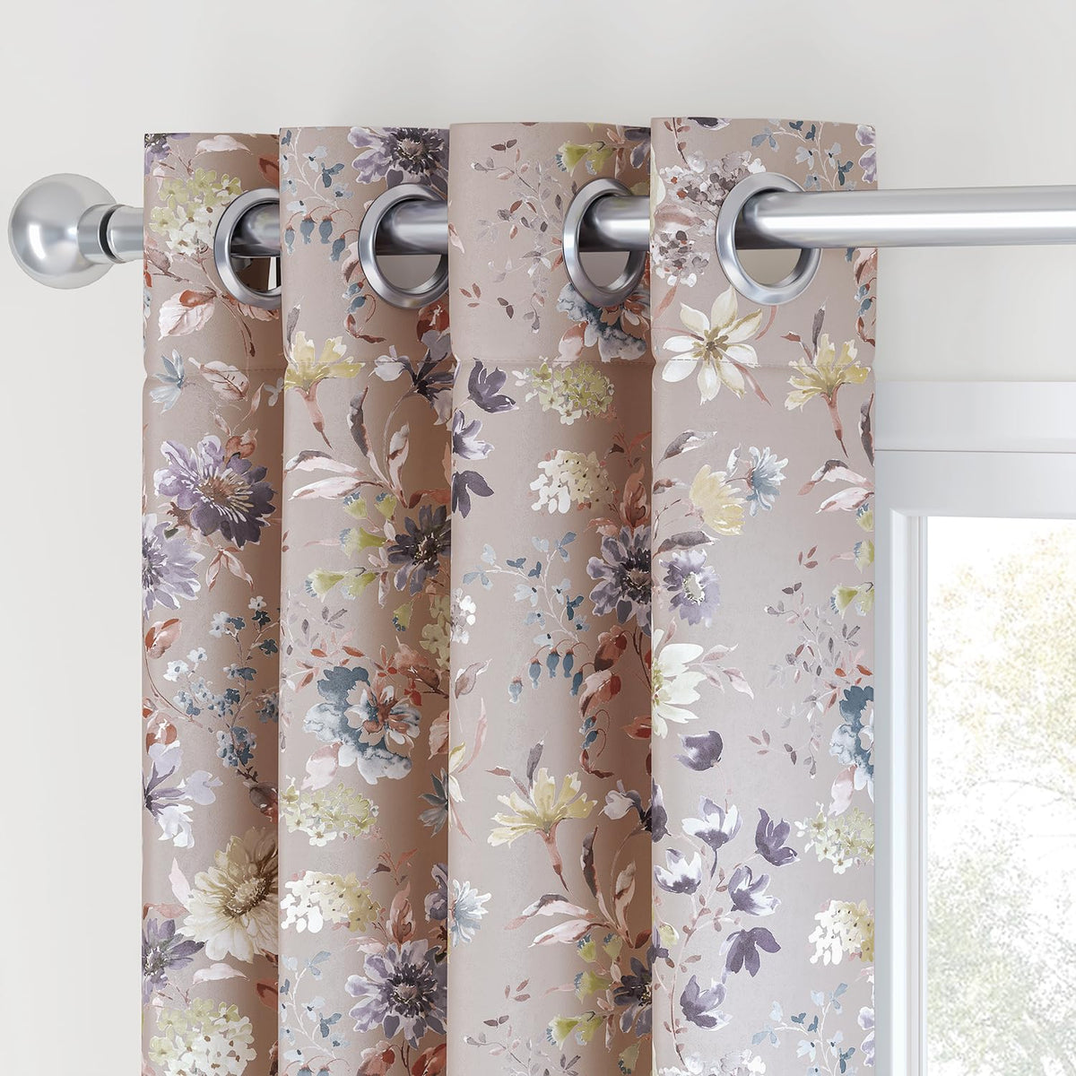 HOKIPO Bloomscape Eyelet Curtains, 7 Feet Long - Powder Pink - image 7