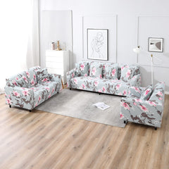 Elastic Stretchable Printed Sofa Cover and Cushion Cover, Bluish Grey