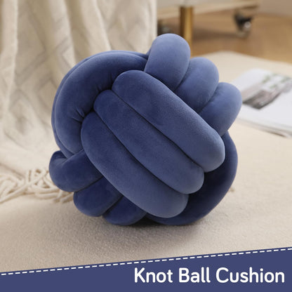 Knot Ball Cushion Pillow Soft Plush Velvet Decorative Throw Pillow - Royal Blue