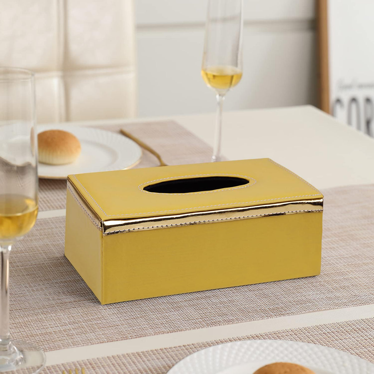 buy yellow leatherite tissue paper holder | HOKIPO
