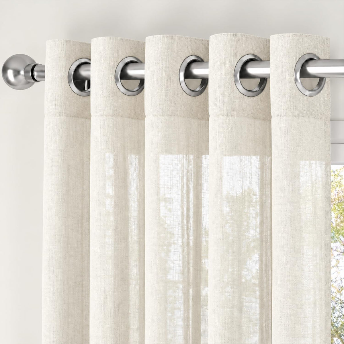 HOKIPO Breeze Sheer Curtains, 7 Feet Long - Ivory - image 6