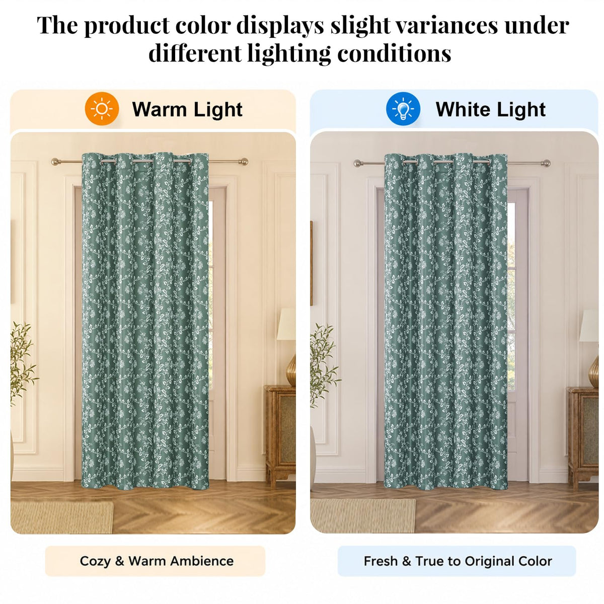 HOKIPO Bahaar Eyelet Curtains, 7 Feet Long - Sage Green - image 6