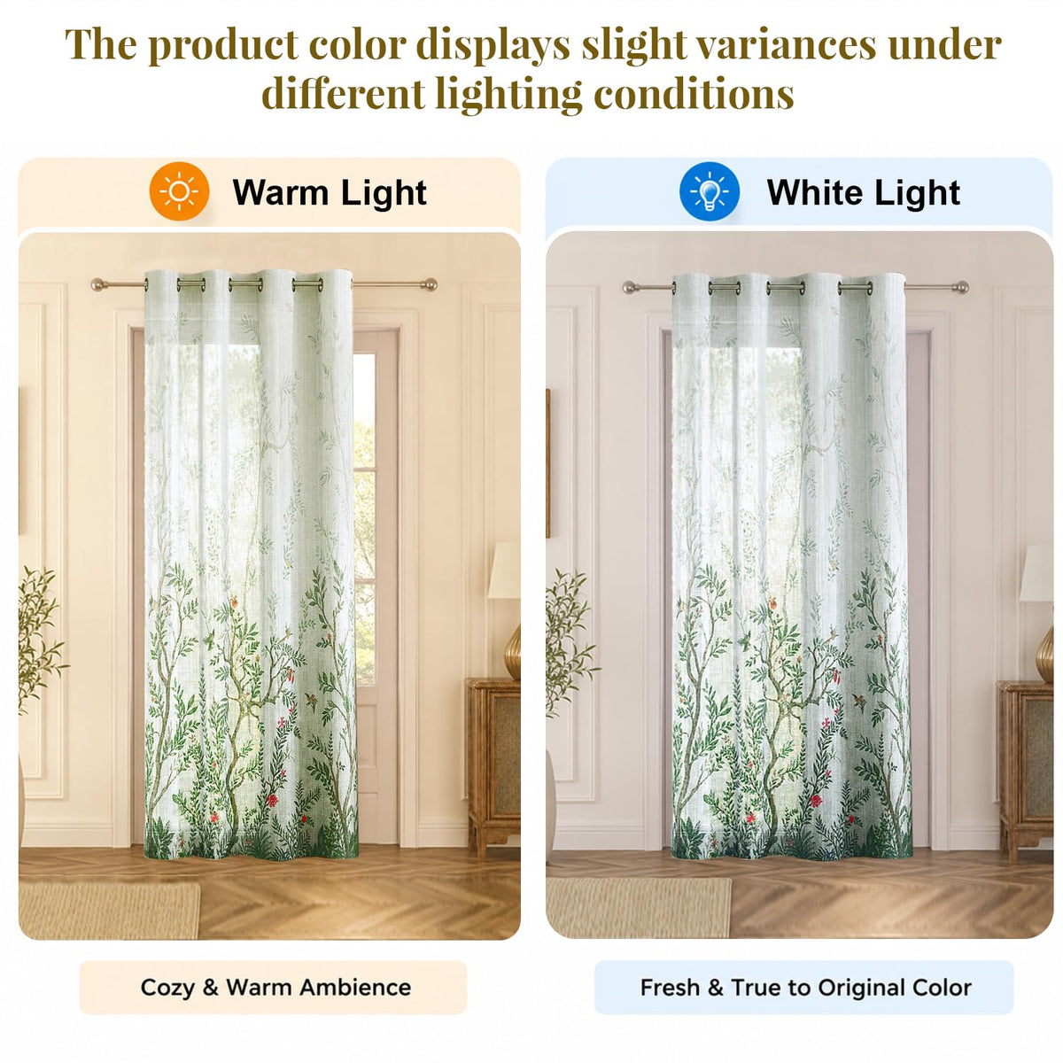 HOKIPO Meadow Bloom Sheer Curtains, 7 Feet Long - Willow Botanica - image 5