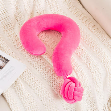 HOKIPO Large Question Mark Neck Pillow for Travel & Home, Dark Pink
