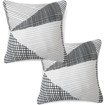 Cute snow white black geometry print square pillow covers online