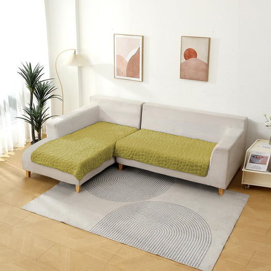 HOKIPO Premium Pebble Milk Velvet L Shape Sofa Cover Mat, Pristine Green