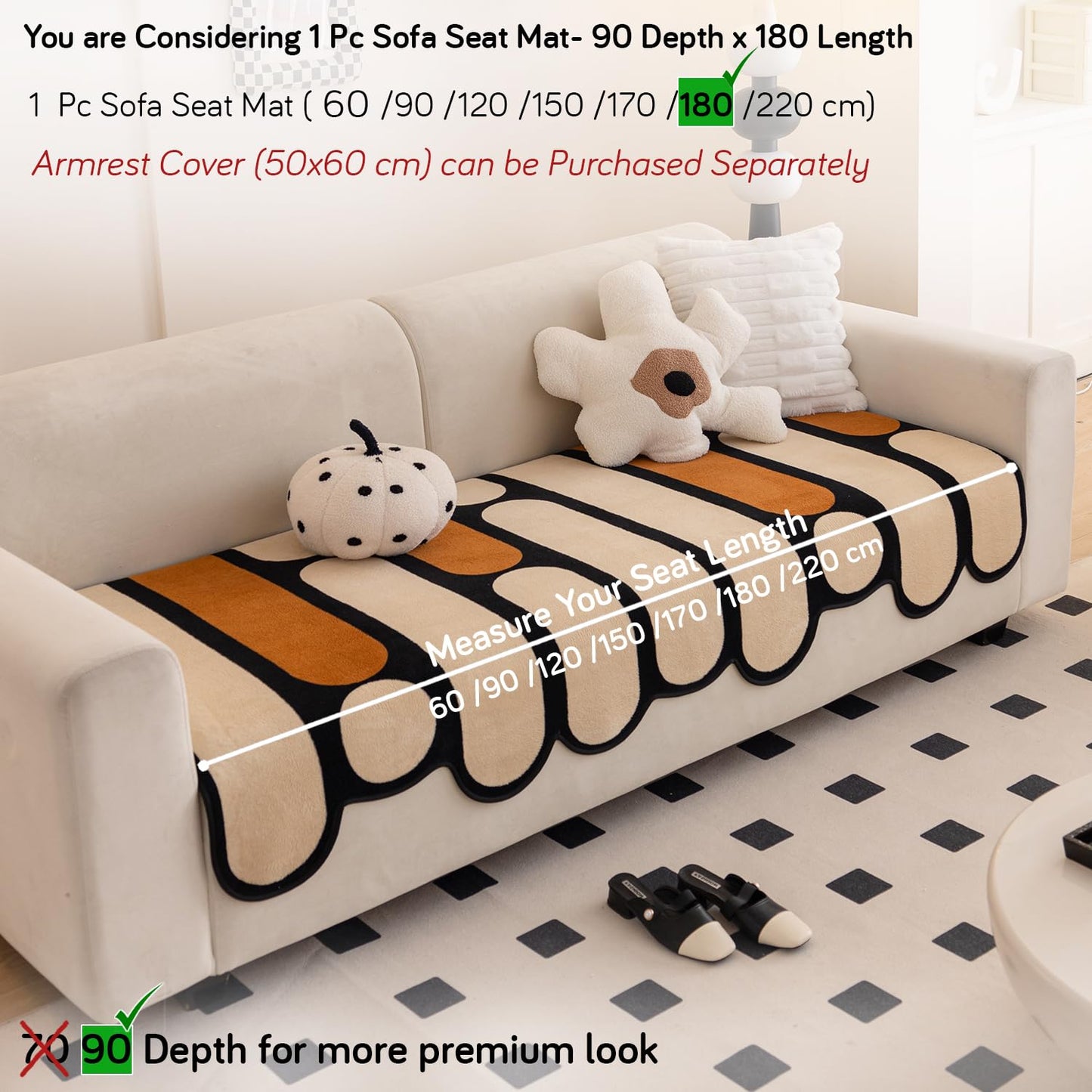 Moderna Curves All Season Sofa Cover Mat, Oyster Beige