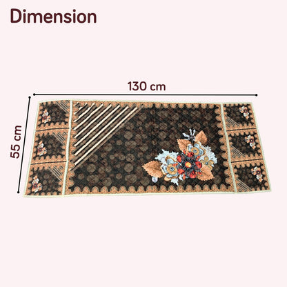 Eternal Floral Printed Quilted Fridge Top Cover with side Pockets - Golden Bloom