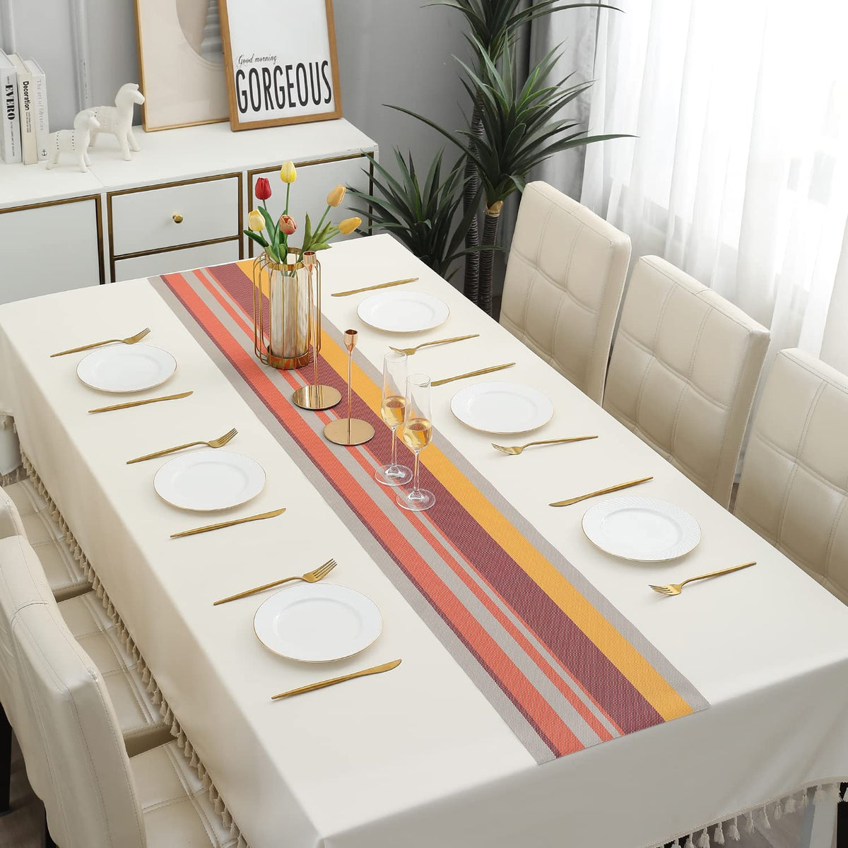 Buy Multicolour PVC Dining Table Runner - HOKIPO | Har Ghar Ka Humsafar