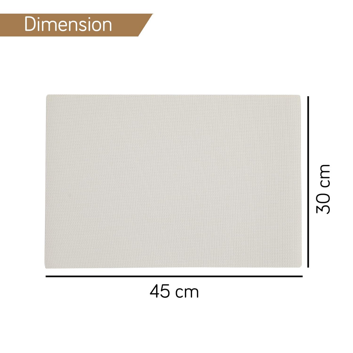 Beige waterproof placemat with dimension of 45 cm x 30 cm