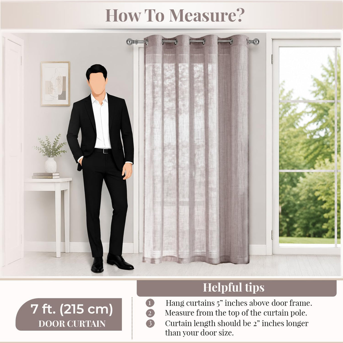 HOKIPO Breeze Sheer Curtains, 7 Feet Long - Dusty Rose - image 7