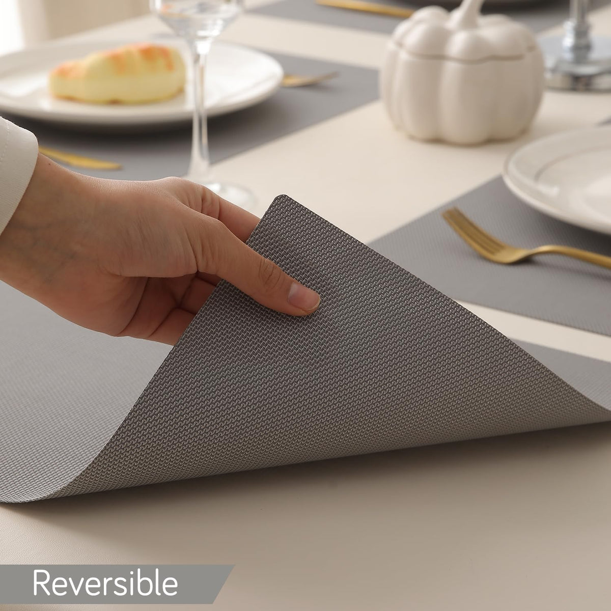 Buy light grey reversible waterproof table mat | HOKIPO