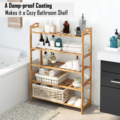 Bamboo 3/4/5 Tier Shoe Racks Slipper Stand Chappal Storage Organizer Utility Racks
