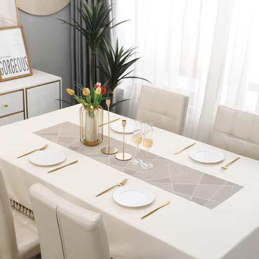 PVC Table Runner, Abstract Beige