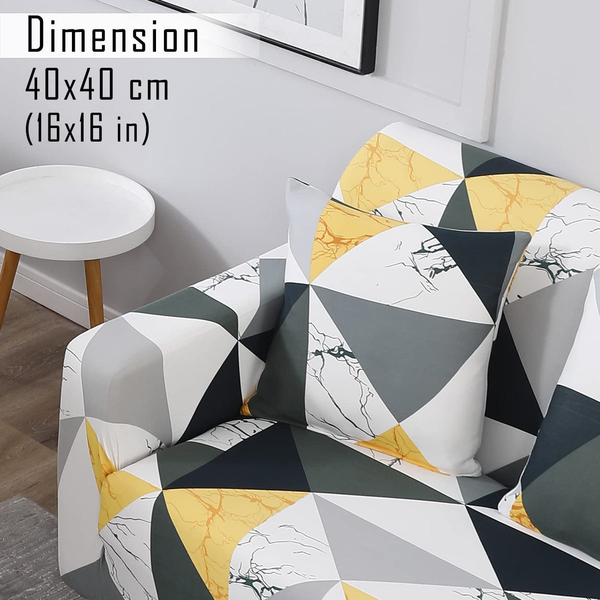 Geometric Multicolor Printed zippered sofa cushion covers set of 2