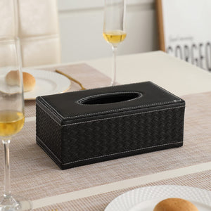 Buy premium black leatherette tissue paper box | HOKIPO