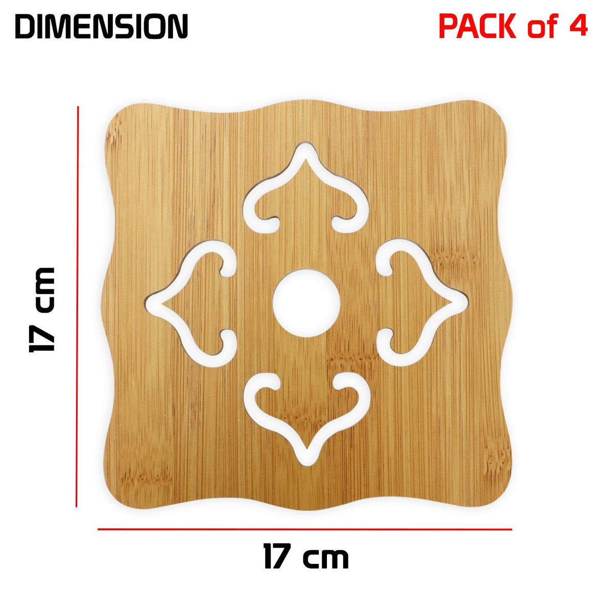 Buy Eco Friendly Bamboo Coasters & Heat Pads – Pack of 4