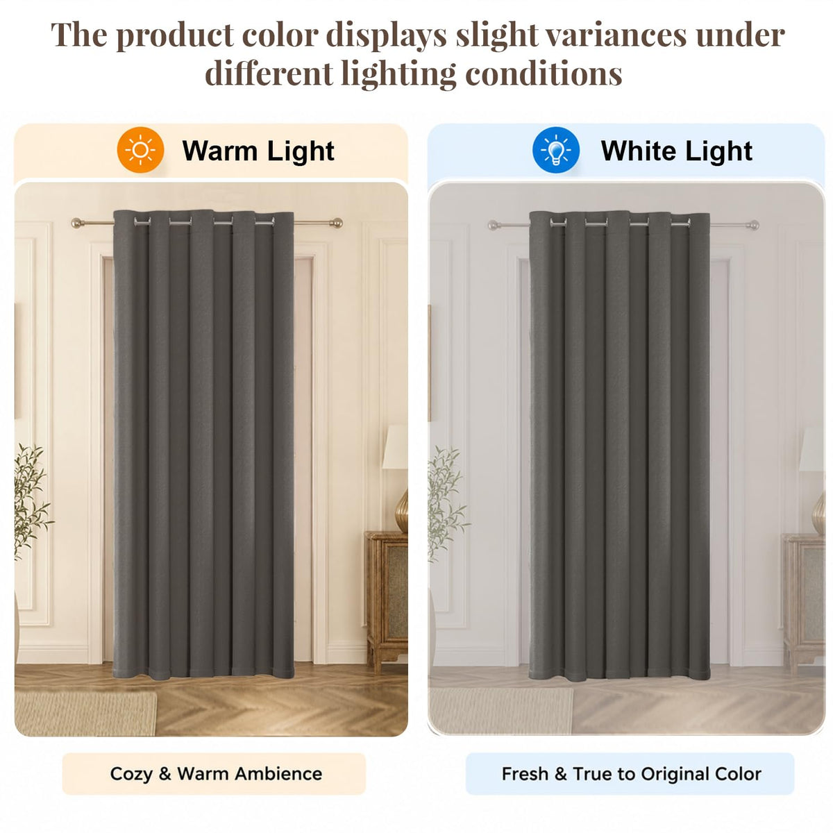 HOKIPO Atmosphere Dimout Curtains, 7 Feet Long - Charcoal Grey - image 6