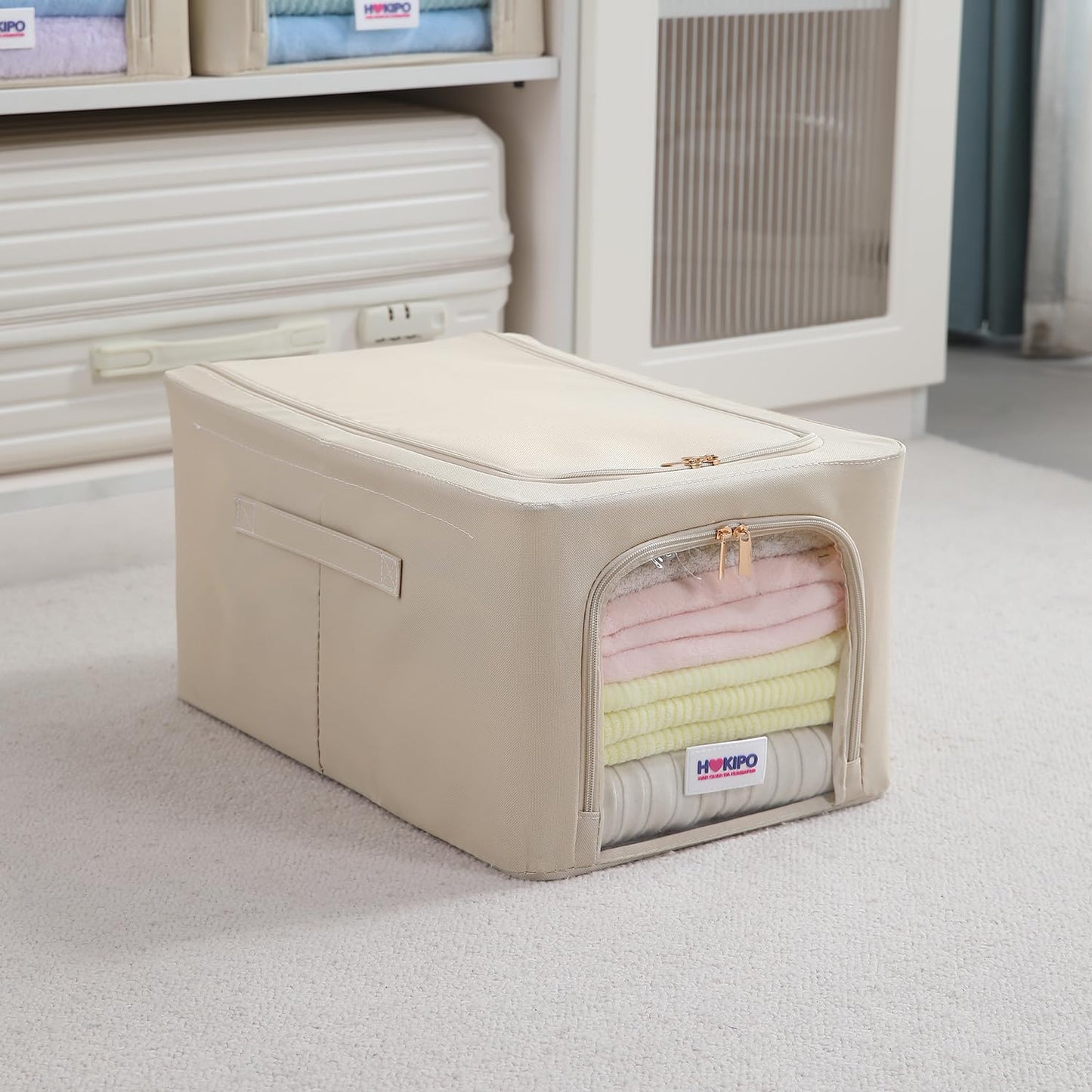 600D Oxford Fabric Wardrobe Organizer for Storage - Beige