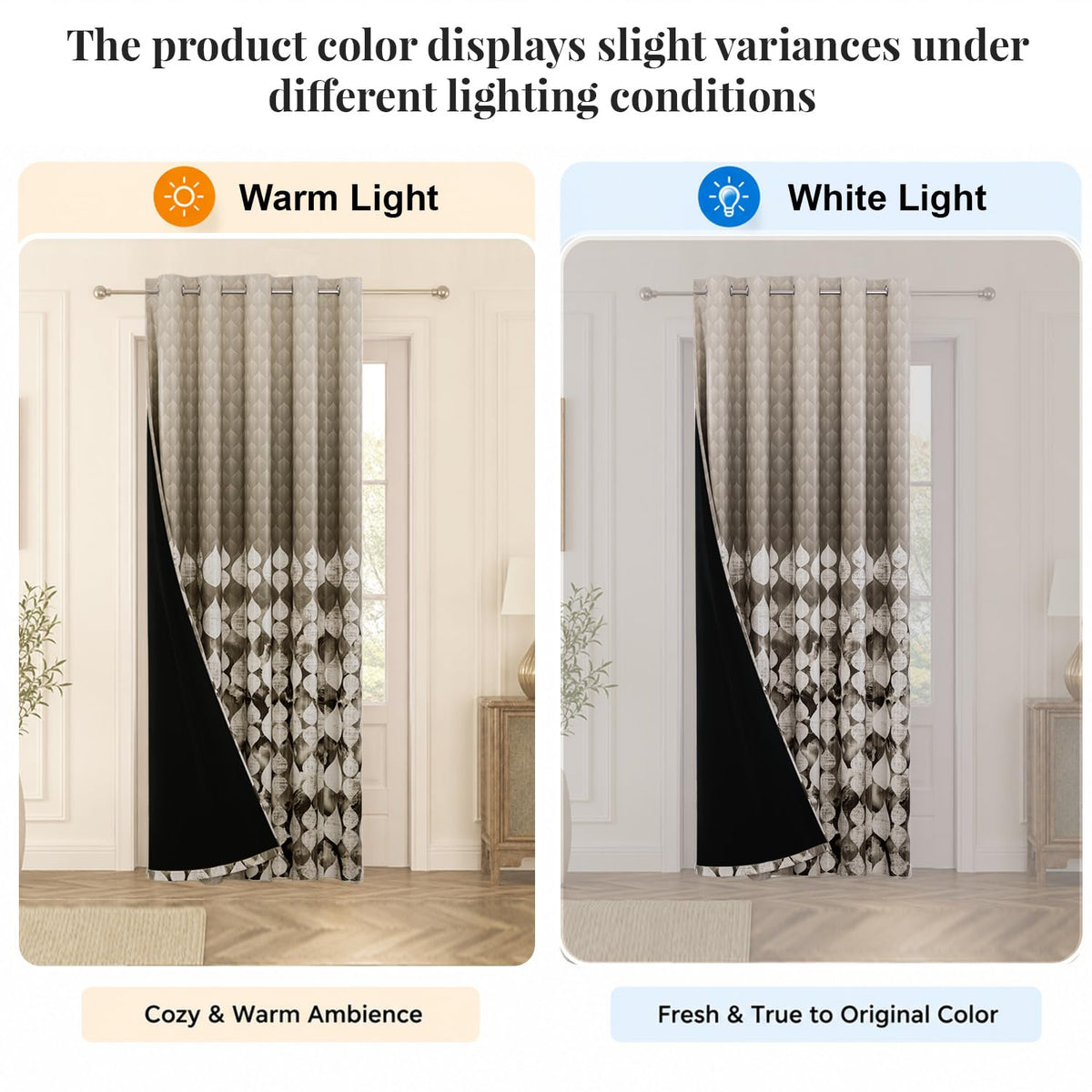 HOKIPO Twilight Curtains, 7 Feet Long - Raindrop Mosaic Beige - image 6