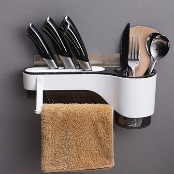 Plastic Magic Sticker Series Wall Mounted Spoon and Knife Holder for Kitchen (Standard)