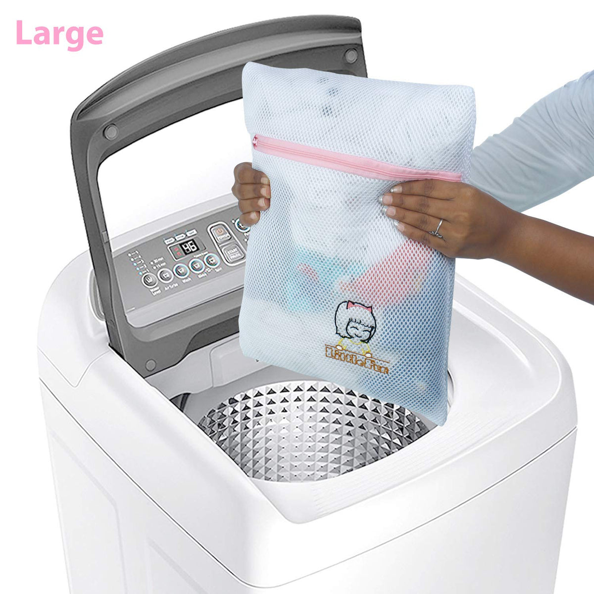 Premium Dual Layered Mesh Bags for Laundry Clothes Washing Bag, Pack of 5 (White)