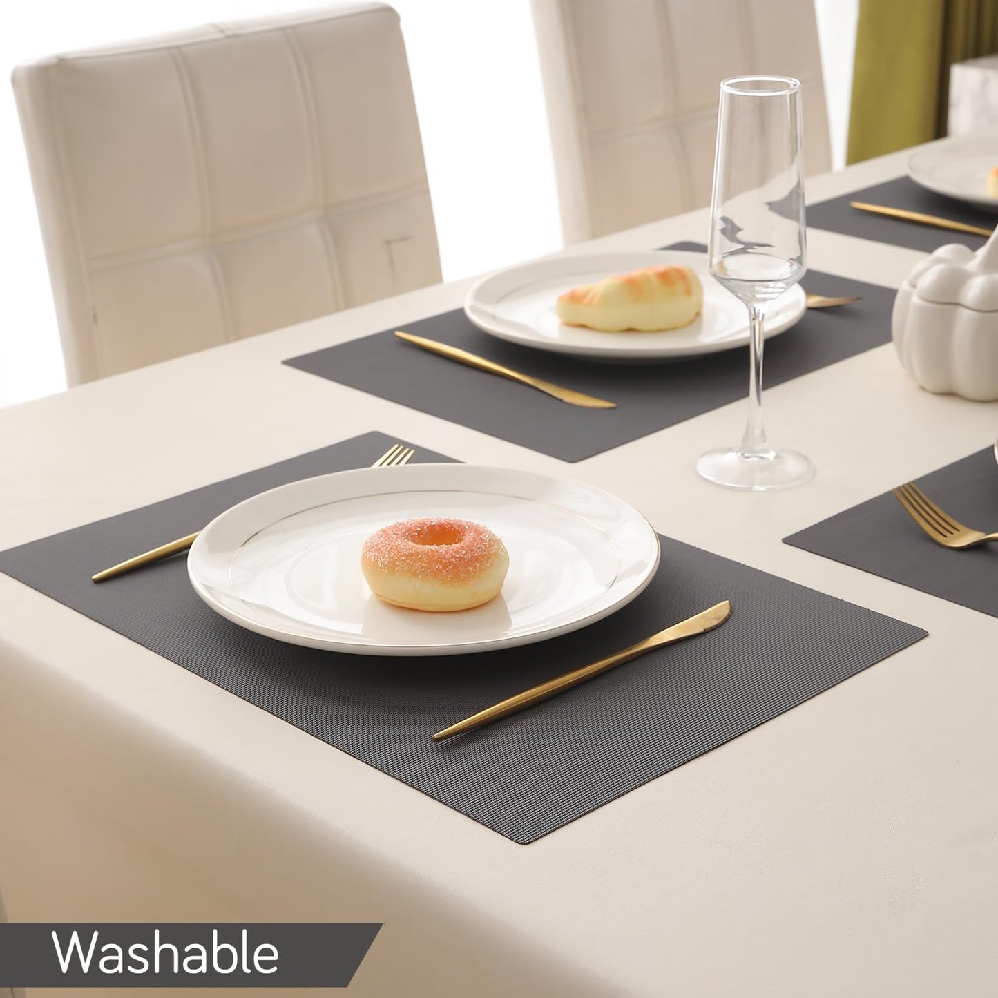 PP Waterproof Dining Table Mat, Anchor Grey