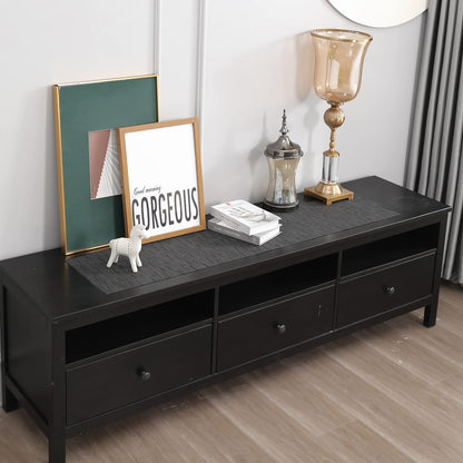 PVC Table Runner for Dinner and Coffee Table, Textured Black