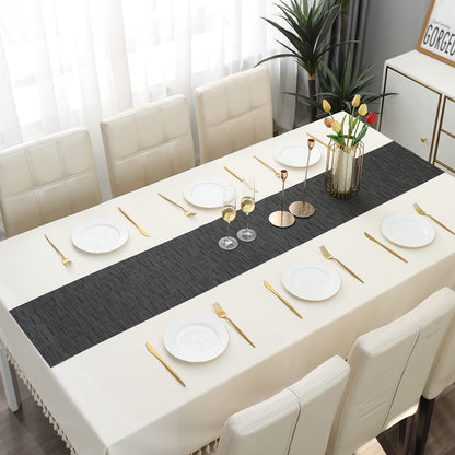PVC Table Runner for Dinner and Coffee Table, Textured Black