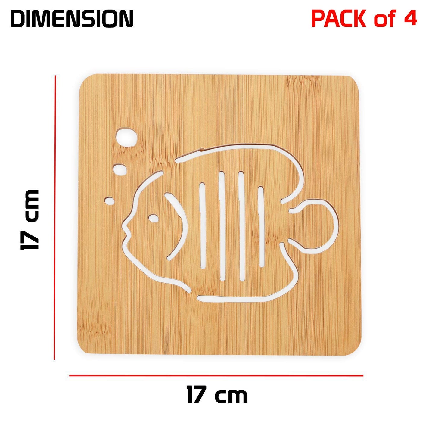 HOKIPO Eco-Friendly Bamboo Wooden Coasters for Home Pan Pot Holder - Pack of 2/4/6