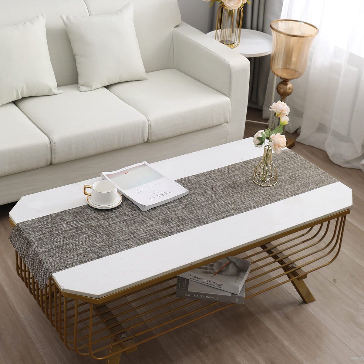 Buy Silver Grey Colour PVC Runner for Coffee & Center Table​ | HOKIPO