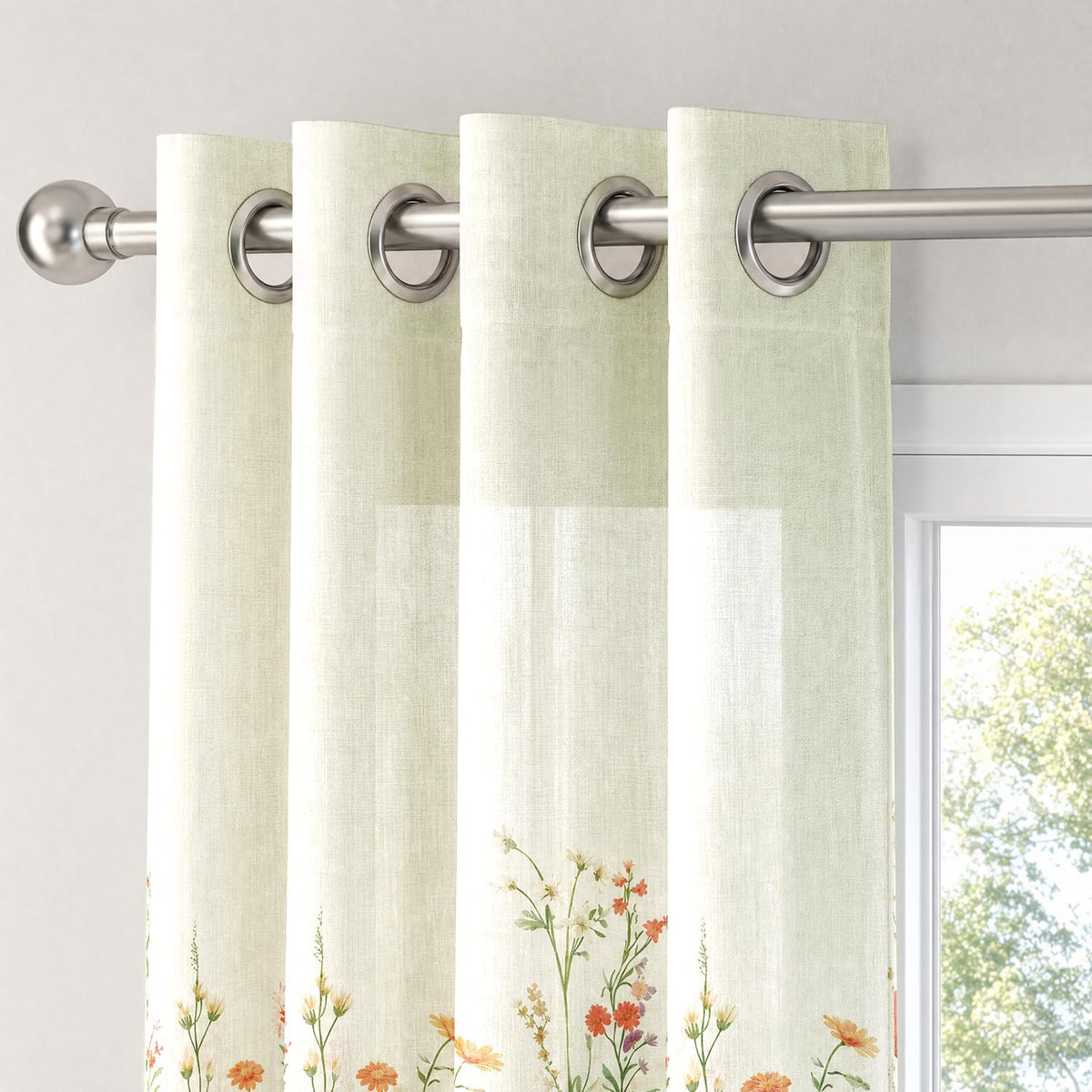 HOKIPO Meadow Bloom Sheer Curtains, 7 Feet Long - Wildflower Garden - image 6
