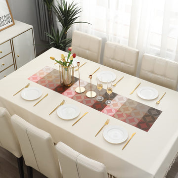 Buy Geometric Red Colour PVC Table Runner Online - HOKIPO | Har Ghar Ka Humsafar