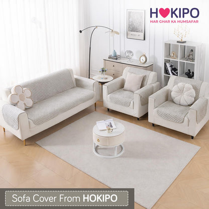 Quilt Classic 5-Seater Sofa Cover (3+1+1), Light Grey