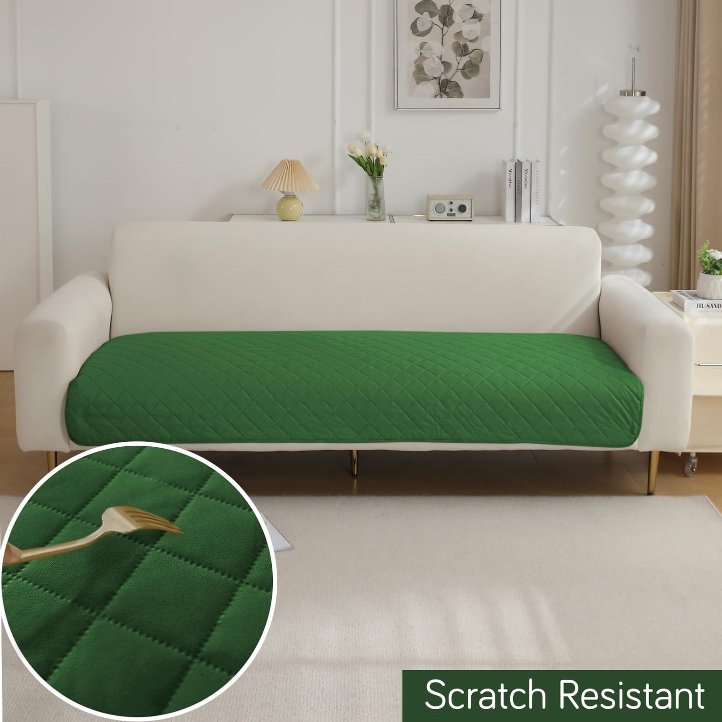 Waterproof Anti-Slip Quick Dry Sofa Seat Mat for 1/2/3 Seater, Green