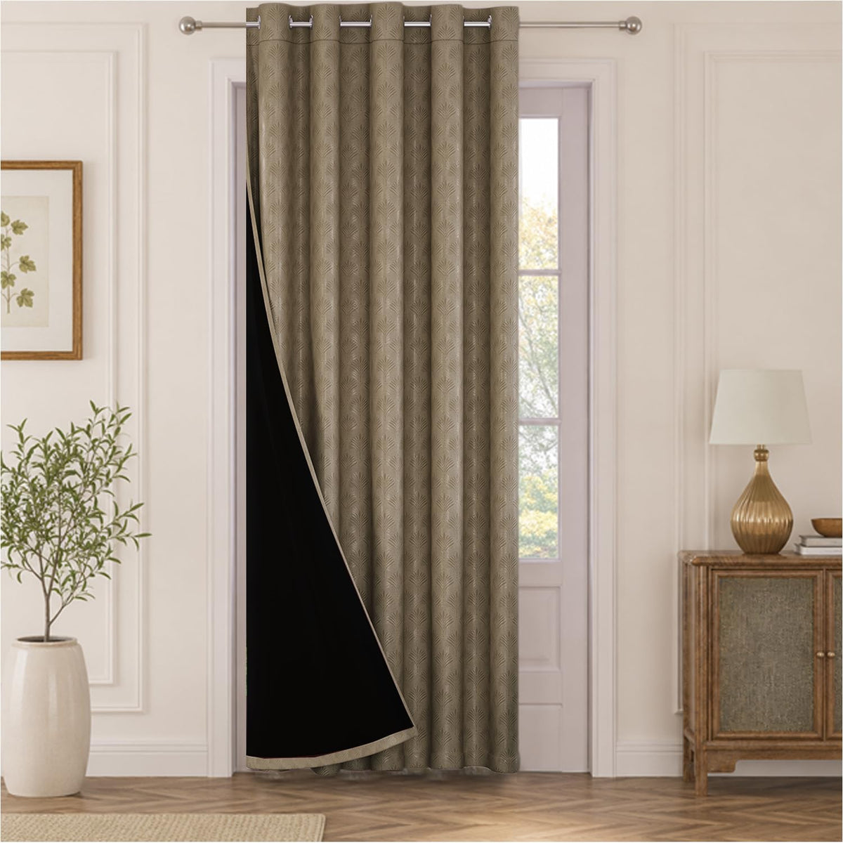HOKIPO Palmea True Blackout Curtains, 7 Feet Long - Taupe - image 2