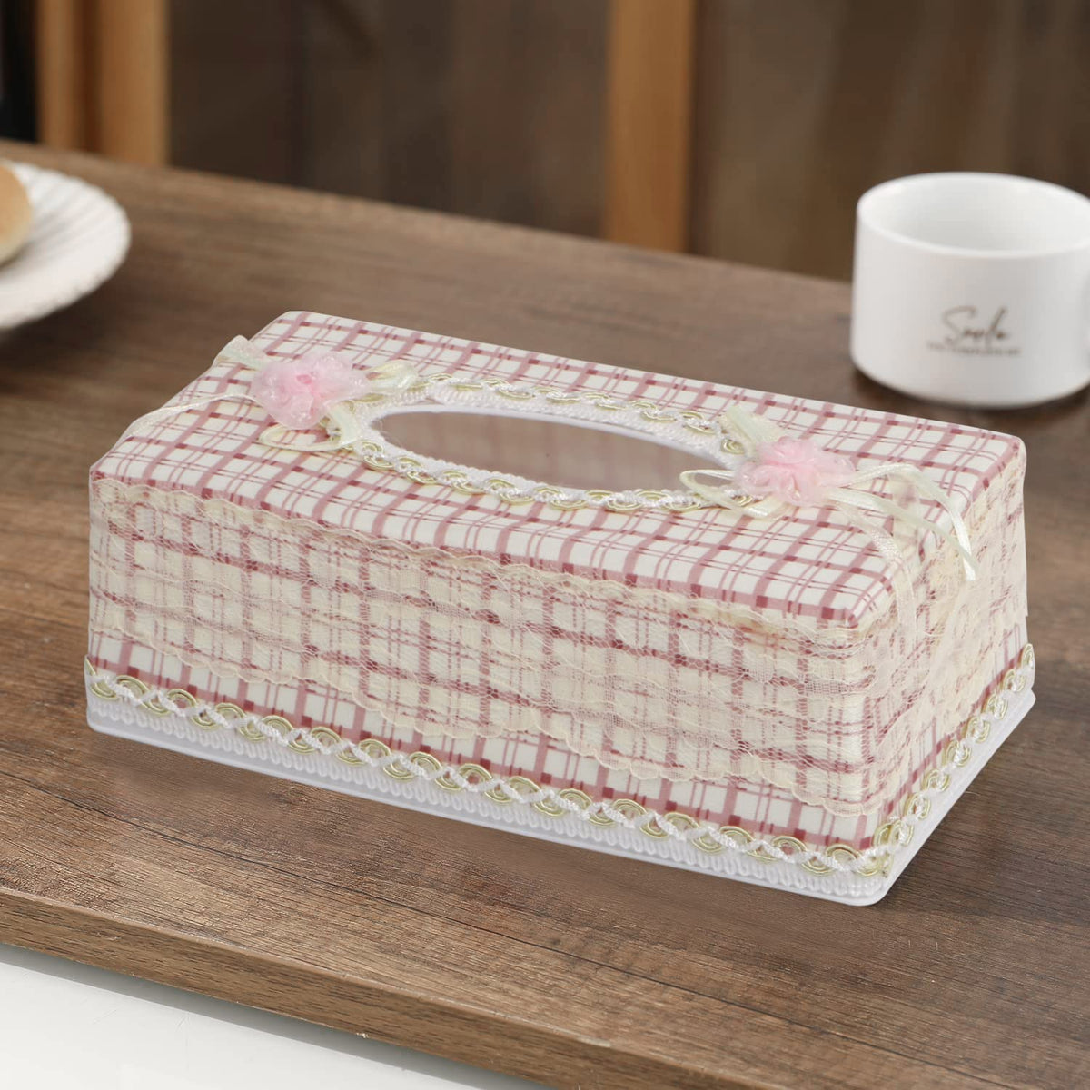 Plastic Tissue Box Holder, Ivory